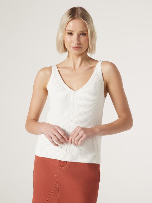 Pearl Knit Tank, White, hi-res