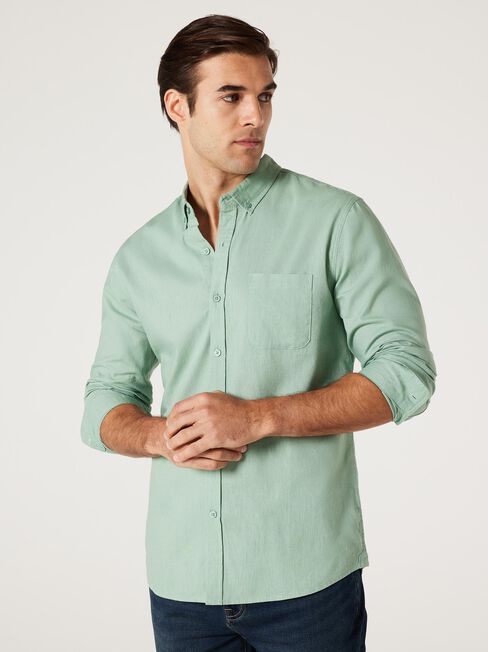 Brody Textured Long Sleeve Shirt, Sea Green, hi-res