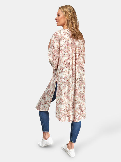 Monica Longline Kimono, Floral, hi-res