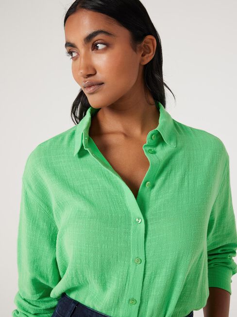 Cara Cheesecloth Shirt, Green, hi-res