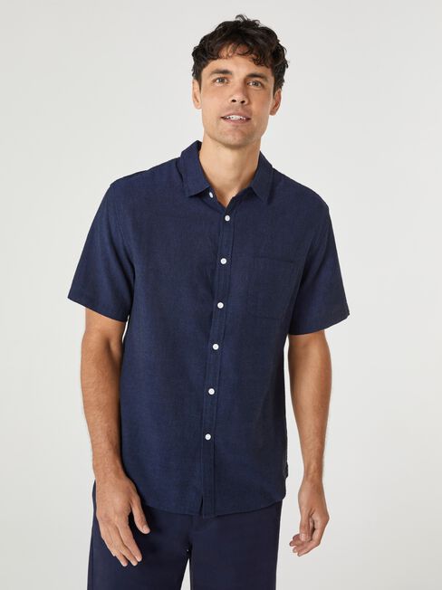 Wolf Textured Short Sleeve Shirt, Ink, hi-res