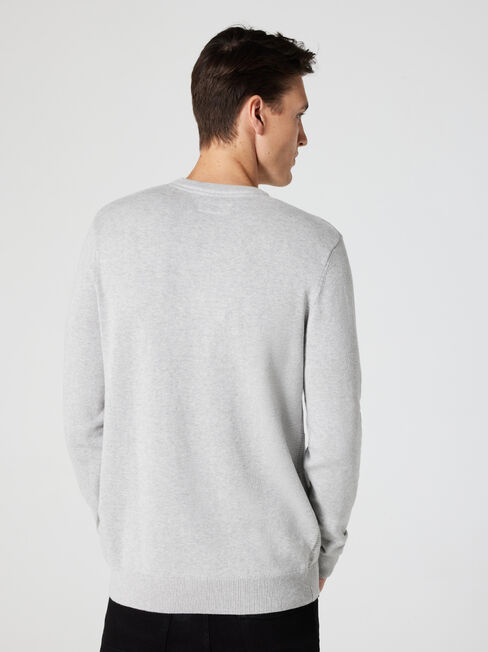 Ralph Stripe Crew Knit, Silver Grey Marle, hi-res