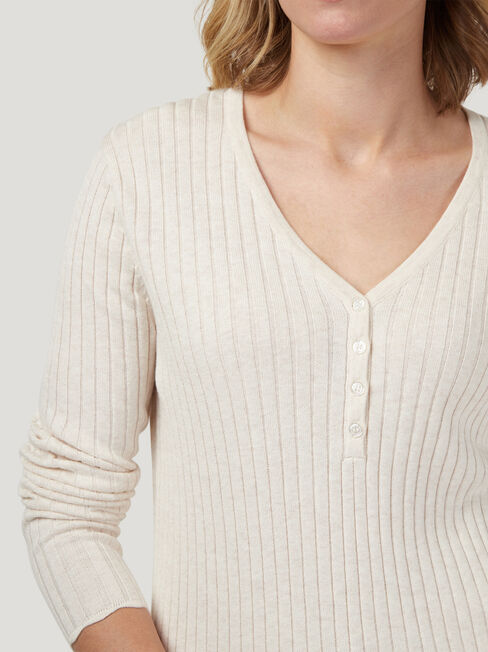 Hayley Henley Pullover, White, hi-res