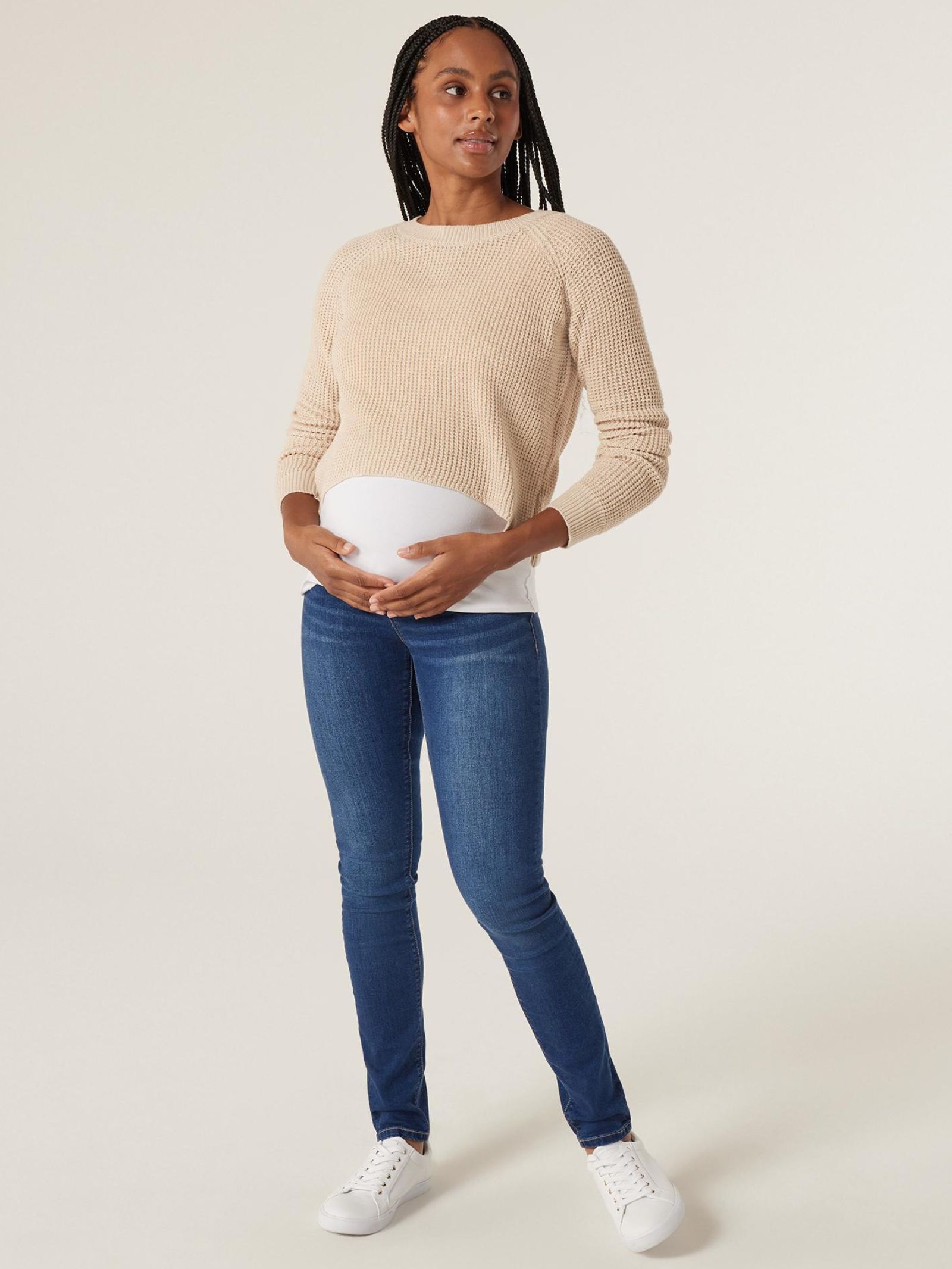 White maternity sweater top