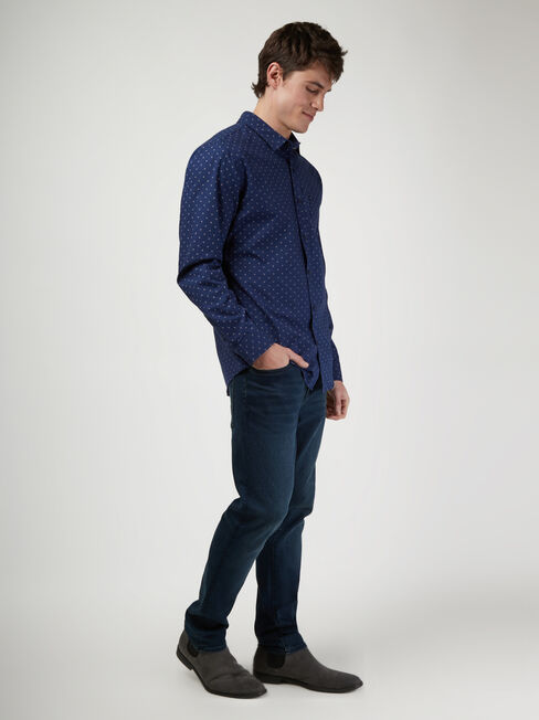 LS Lucas Print Shirt, Blue, hi-res