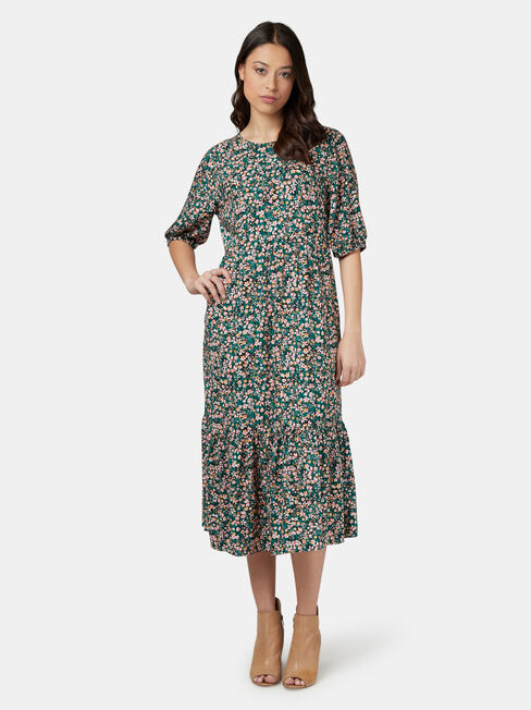 Gina Midi Dress, Green, hi-res