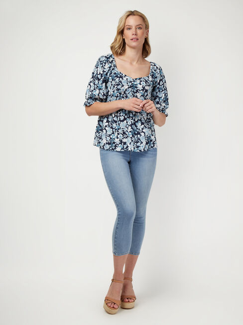 Daphne Sweetheart Neck Top, Floral, hi-res