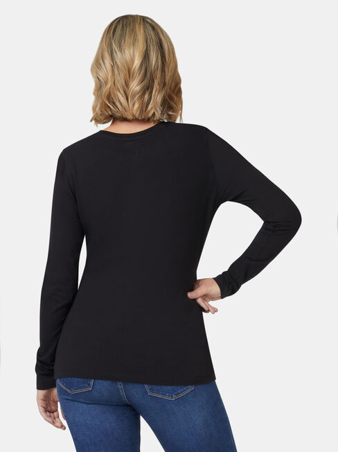 Natalie Maternity Long Sleeve Top, Black, hi-res