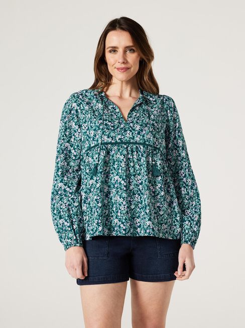 Aurelia Blouse, Green Blossom, hi-res