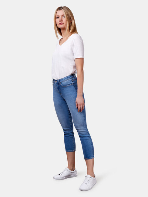Kara Mid Waist Skinny Capri Jeans Light Vintage