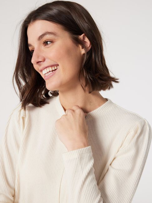 Aimee Twist Hem Top, White, hi-res