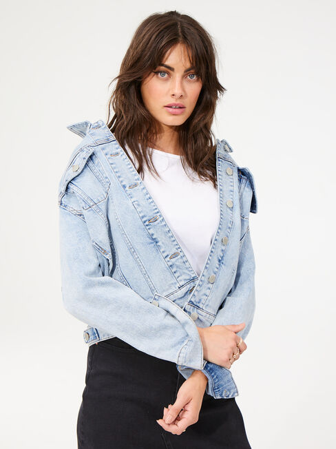 Boyfriend Denim Jacket, Light Indigo, hi-res