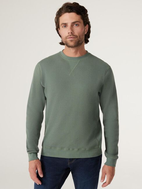 Harrison Crew Textured Long Sleeve Top, Sage, hi-res