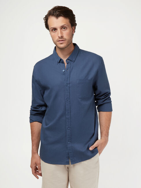 LS Brody Textured Shirt, Navy, hi-res