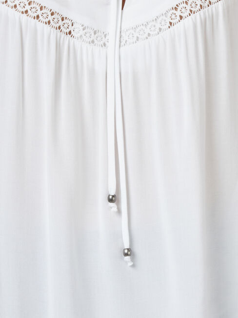 Kinsly Peasant Blouse, White, hi-res