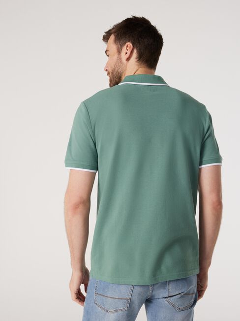Nash Tipped Short Sleeve Polo, Sea Green, hi-res