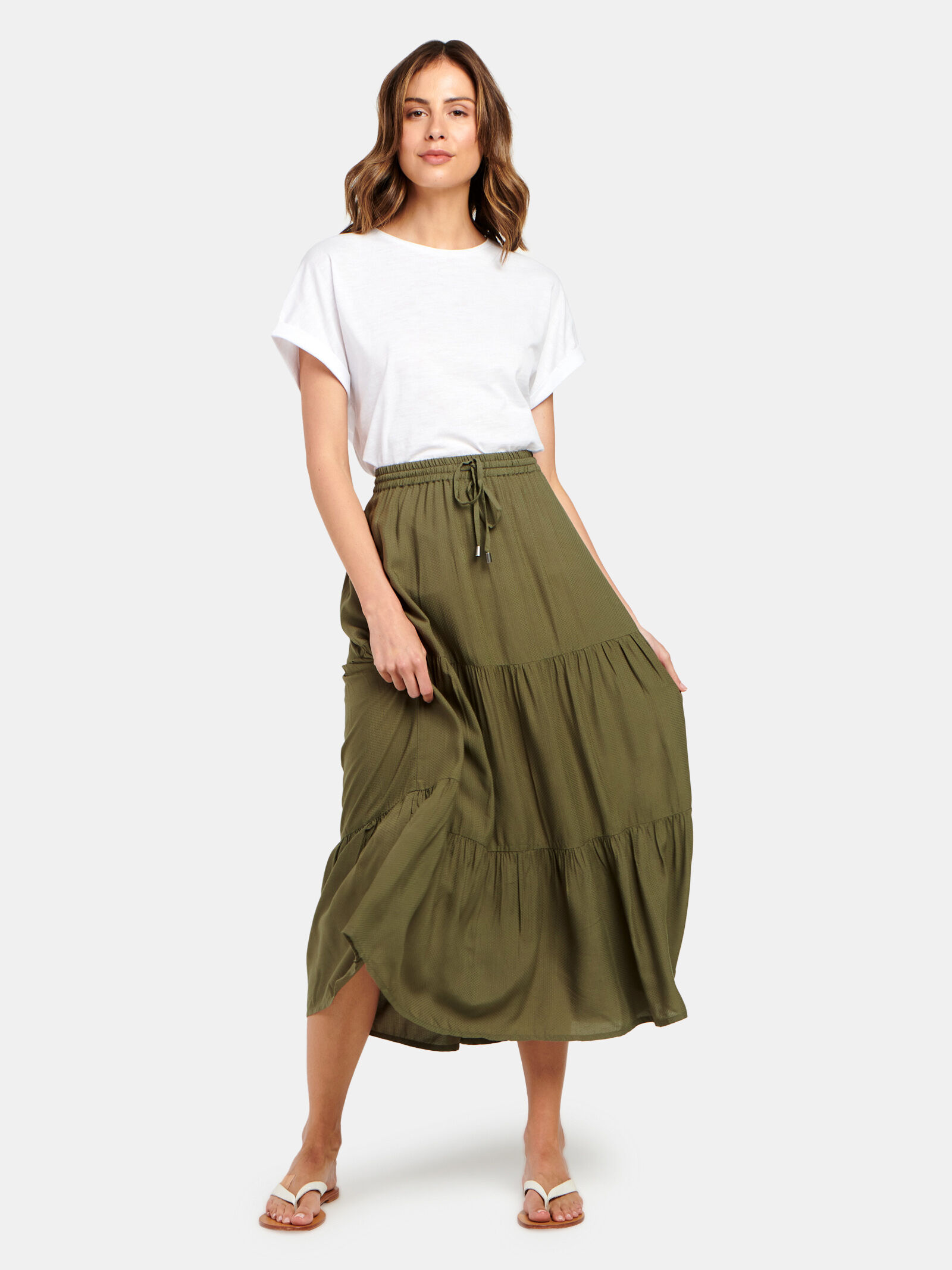 Green midi skirt 07 store