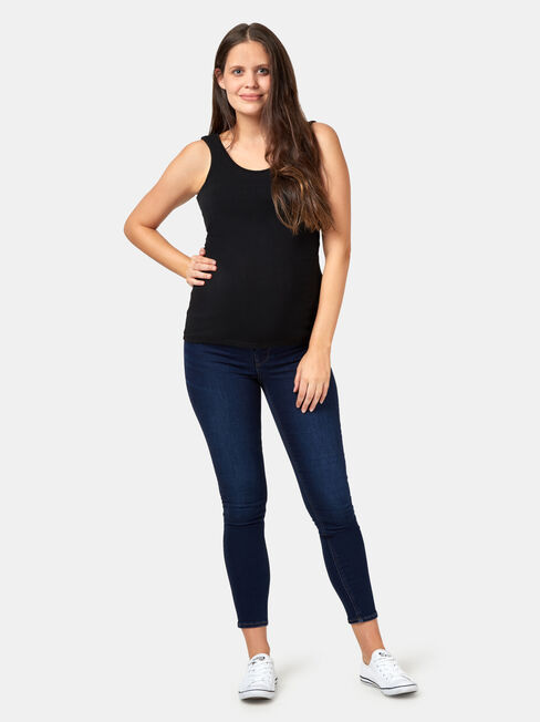 Post Maternity Cotton Nursing Tank, Black, hi-res