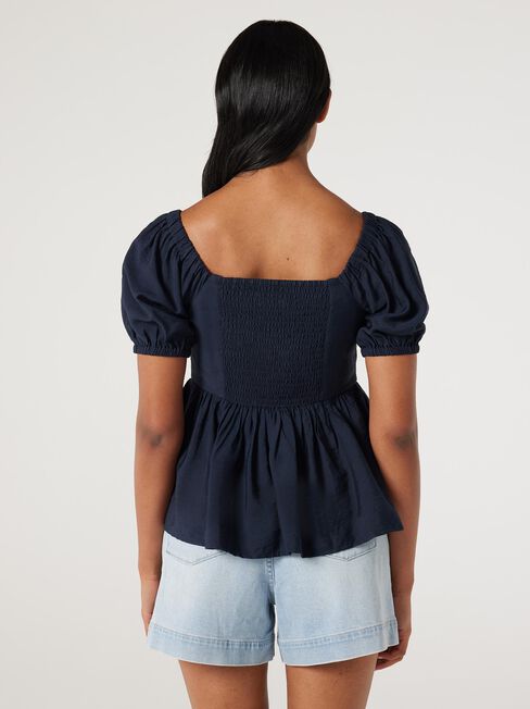 Chantel Peplum Hem Top, Ink, hi-res