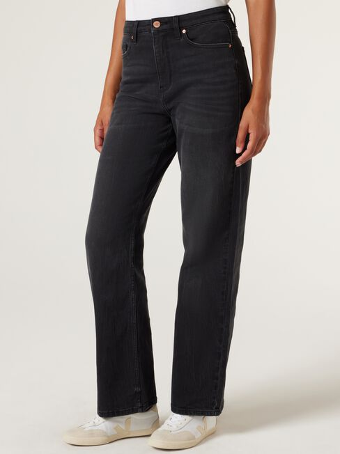 Penelope Straight Leg Jeans, Black, hi-res