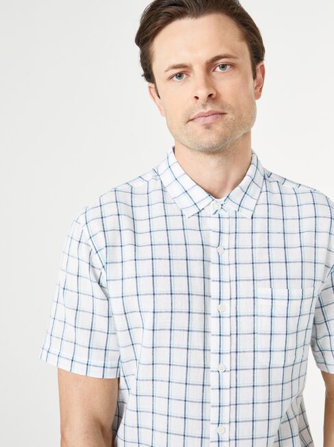 SS Lionel Check Shirt, White, hi-res