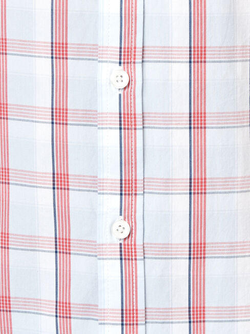 Todd Short Sleeve Check Shirt, Red, hi-res