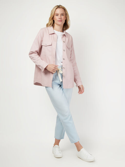 Sasha Cotton Shacket, Pink, hi-res