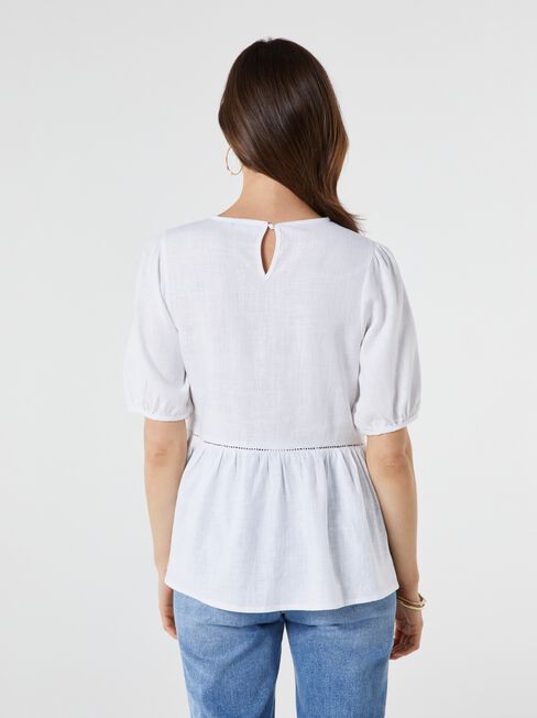 Dakota Puff Sleeve Top, White, hi-res
