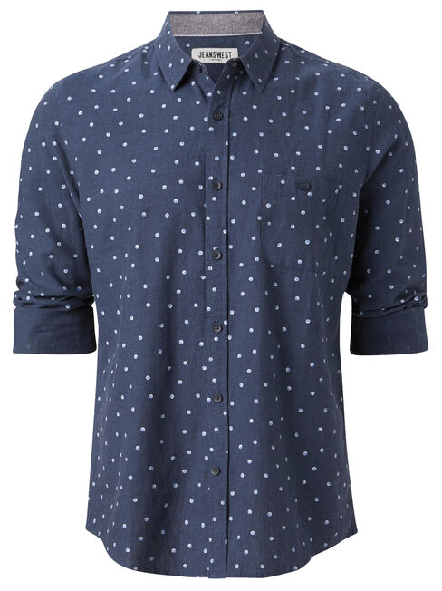 LS Dawson Print Shirt, Blue, hi-res