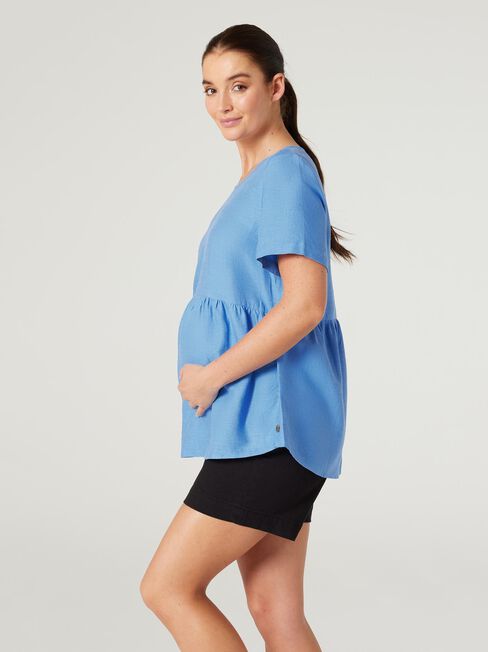 Gracie Side Button Maternity Top, Sapphire, hi-res