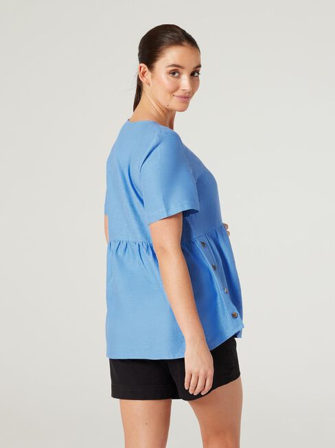 Gracie Side Button Maternity Top, Sapphire, hi-res
