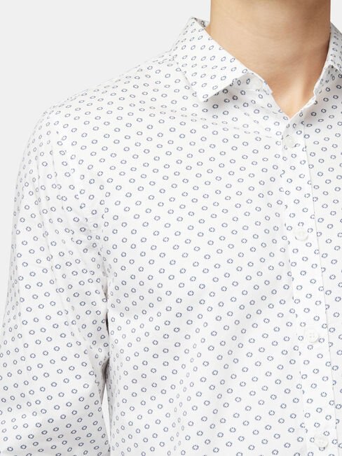 Windsor Long Sleeve Print Shirt, White, hi-res