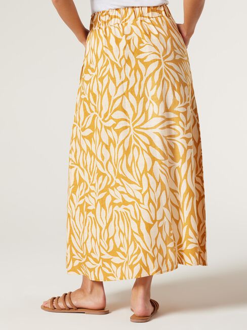 Mia Linen Midi Skirt, Golden Leaf, hi-res