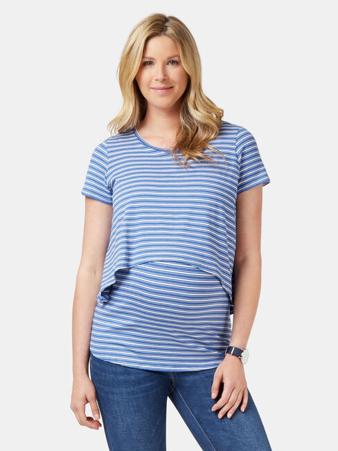 Cerese Layered Maternity Top, Stripe, hi-res