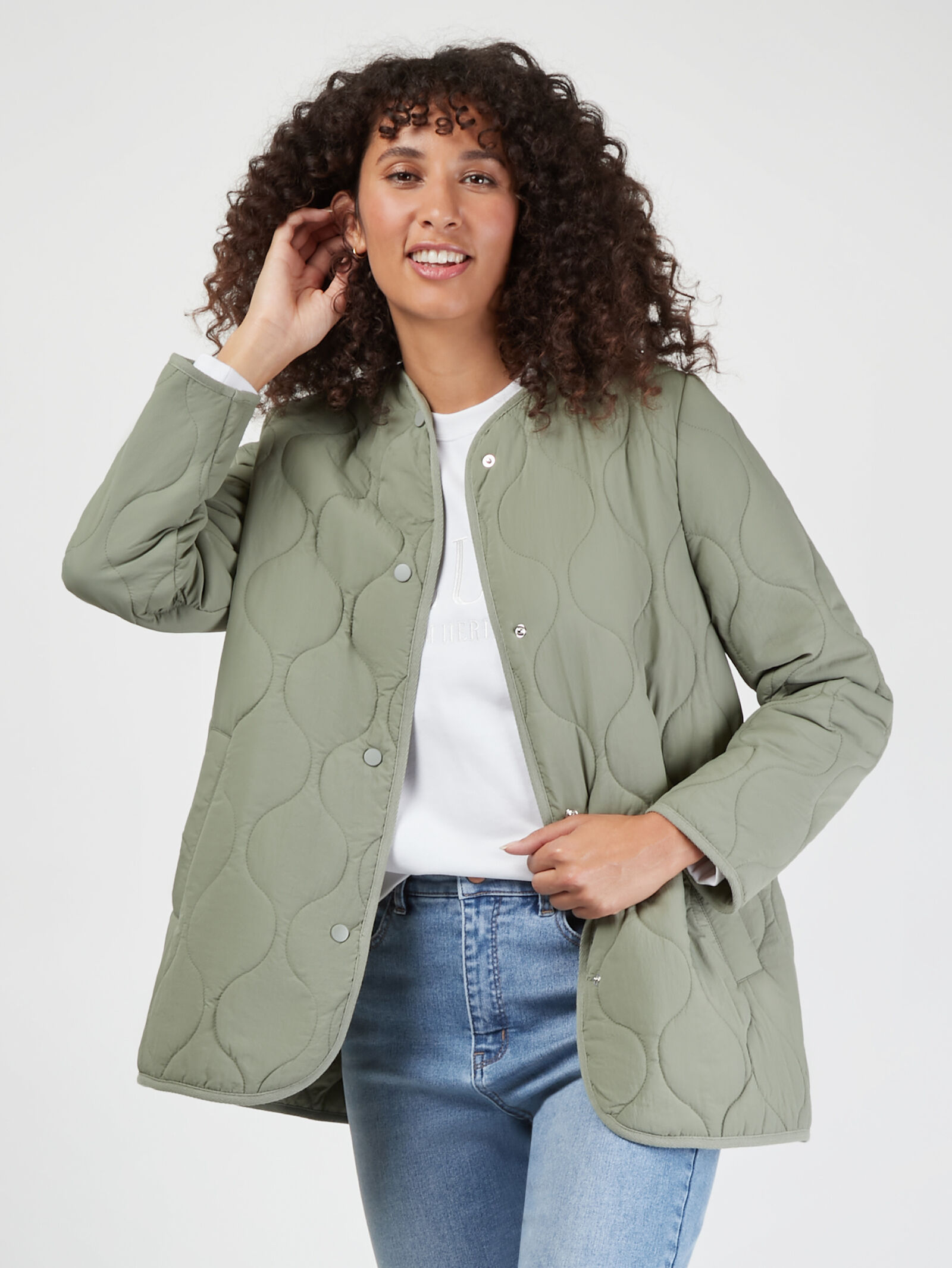 Green padded jacket womens sales