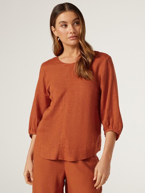 Blake Blouson Sleeve Top, Orange, hi-res