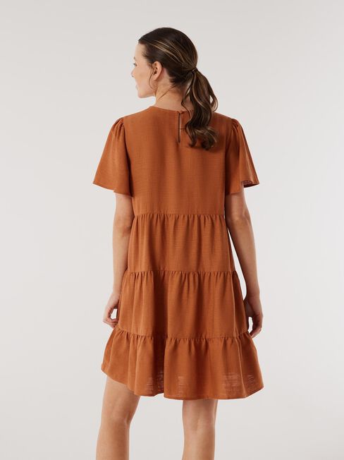 Bobby Tiered Dress, Brown, hi-res