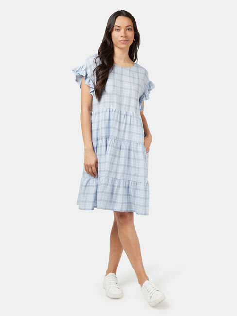 Aimee Tiered Mini Dress, Blue, hi-res