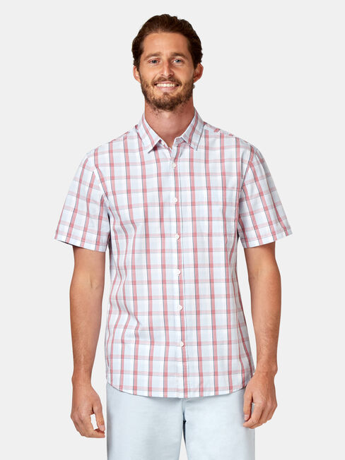 Todd Short Sleeve Check Shirt, Red, hi-res
