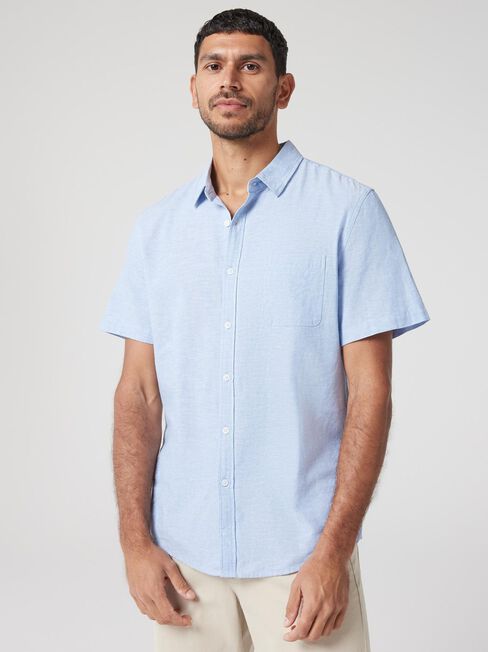 SS Wolf Textured Shirt, Sky, hi-res