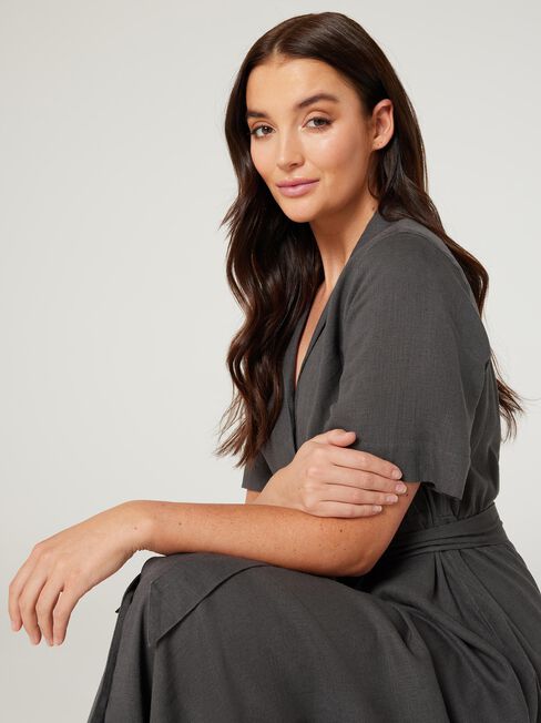 Lydia Shirt Dress, Charcoal, hi-res