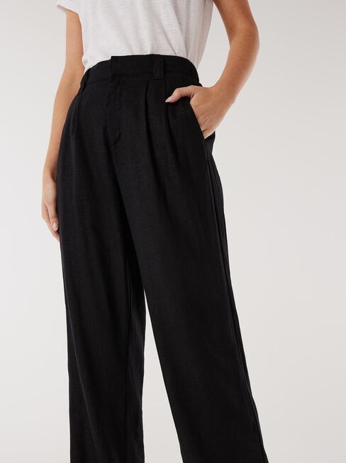 Linen Tailored Pant, Black, hi-res