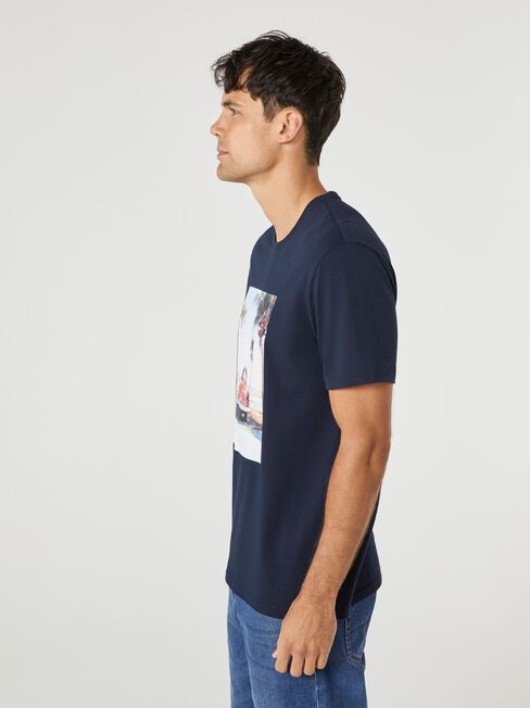 SS Jase Print Crew Tee, Blue, hi-res