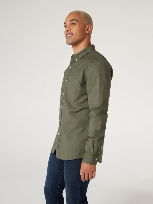 Heston Oxford Long Sleeve Shirt, Green, hi-res
