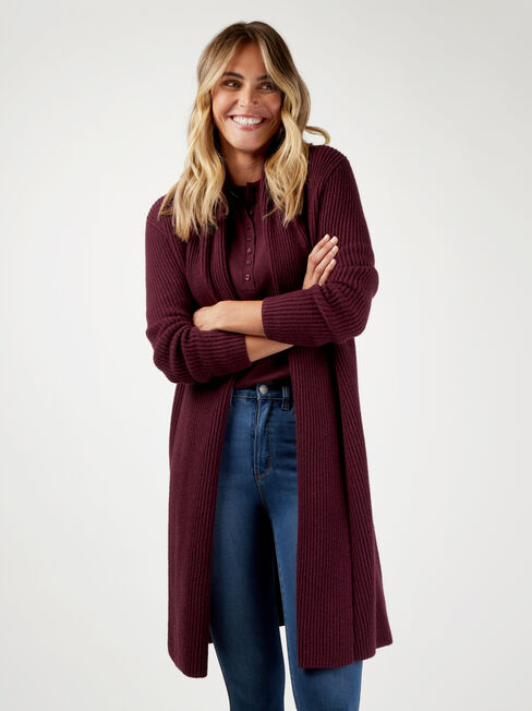 Jenny Fine Knit Henley, Purple, hi-res