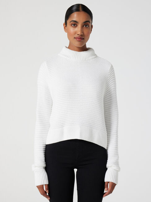 Carrie Cotton Crop Knit, Winter White, hi-res
