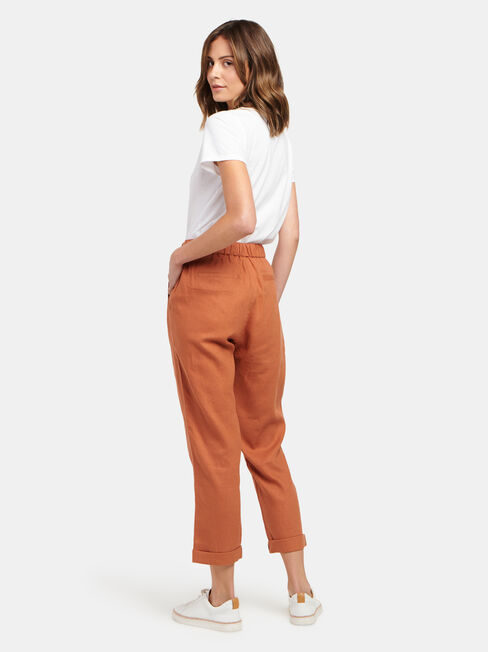 Linen Blend Pant, Orange, hi-res