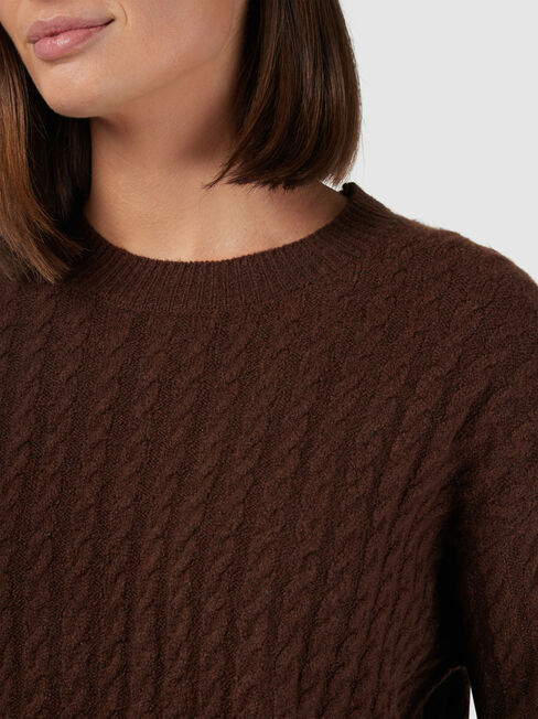 Milana Oversize Cable Knit, Brown, hi-res