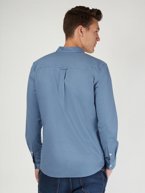 Heston Oxford Long Sleeve Shirt, Blue, hi-res