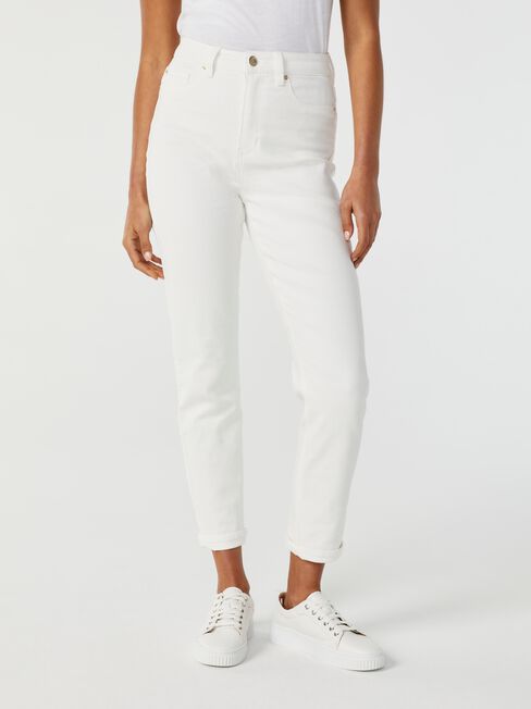Brooke High Waisted Tapered Crop Jeans, White, hi-res